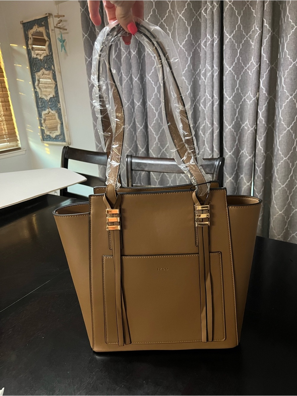 IZOD brown tote bag faux leather new with tags